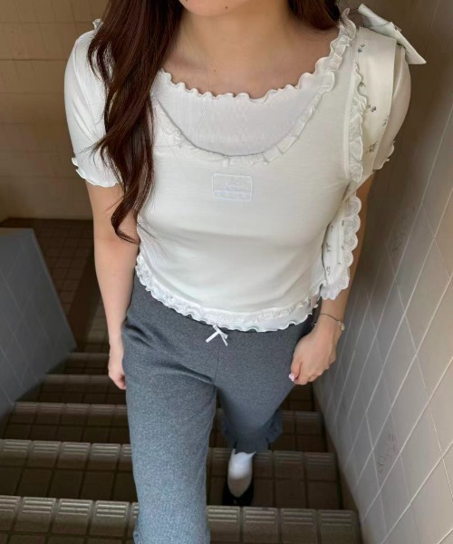 hugi(ハギ)の「MELLOW TEE SET / メロウTシャツセット(アンサンブル・レディース・グレー/ホワイト・FREE)」の7枚目の写真