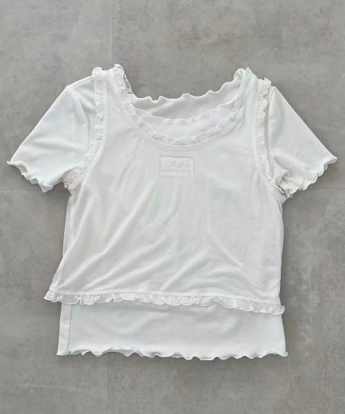 hugi(ハギ)の「MELLOW TEE SET / メロウTシャツセット(アンサンブル・レディース・グレー/ホワイト・FREE)」の5枚目の写真