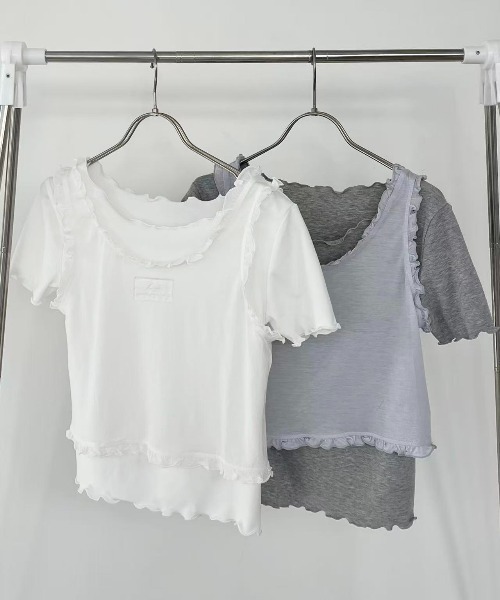 hugi(ハギ)の「MELLOW TEE SET / メロウTシャツセット(アンサンブル・レディース・グレー/ホワイト・FREE)」の6枚目の写真
