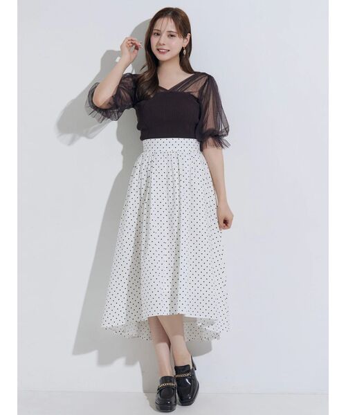 MERCURYDUO(マーキュリーデュオ)の「チュールギャザー使いニット(ニット/セーター・レディース・ベビーピンク/オフホワイト/ダークブラウン・FREE)」の13枚目の写真