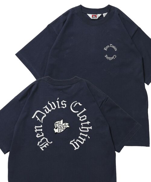 BEN DAVIS(ベンデイビス)の「【BEN DAVIS(ベンデイビス)】 OLD ENGLISH EMB TEE / Tシャツ 半袖 クルーネック 刺繍 ワンポイント ユニセックス オーバーサイズ(Tシャツ/カットソー・メンズ・ネイビー/ホワイト/ブラック・MEDIUM/X-LARGE/LARGE)」の7枚目の写真
