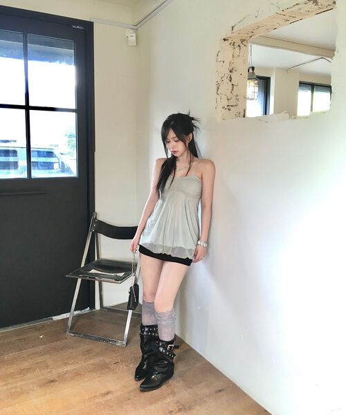LOSESLEEPOVER(ルーズスリップオーバー)の「メッシュフラッフミニトップ *セージミント(Tシャツ/カットソー・レディース・その他・FREE)」の5枚目の写真