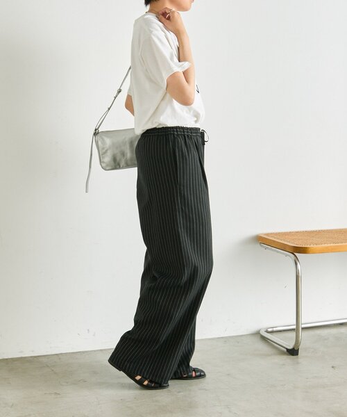 ear PAPILLONNER（イアパピヨネ）の「麻ライクストライプパンツ【SUM1 STYLE】（その他パンツ・レディース・ブラック/ライトベージュ・FREE）」の8枚目の写真
