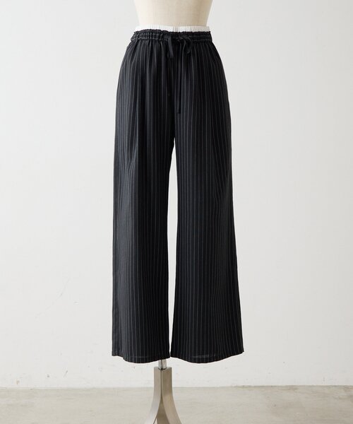 ear PAPILLONNER（イアパピヨネ）の「麻ライクストライプパンツ【SUM1 STYLE】（その他パンツ・レディース・ブラック/ライトベージュ・FREE）」の11枚目の写真