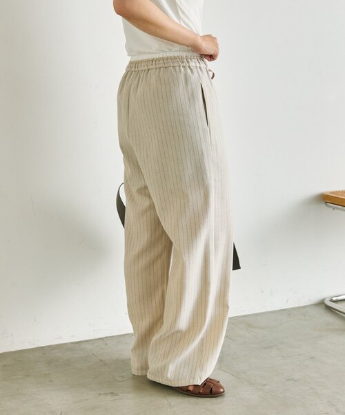 ear PAPILLONNER（イアパピヨネ）の「麻ライクストライプパンツ【SUM1 STYLE】（その他パンツ・レディース・ブラック/ライトベージュ・FREE）」の14枚目の写真
