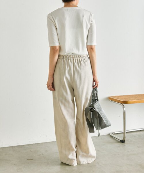 ear PAPILLONNER（イアパピヨネ）の「麻ライクストライプパンツ【SUM1 STYLE】（その他パンツ・レディース・ブラック/ライトベージュ・FREE）」の19枚目の写真