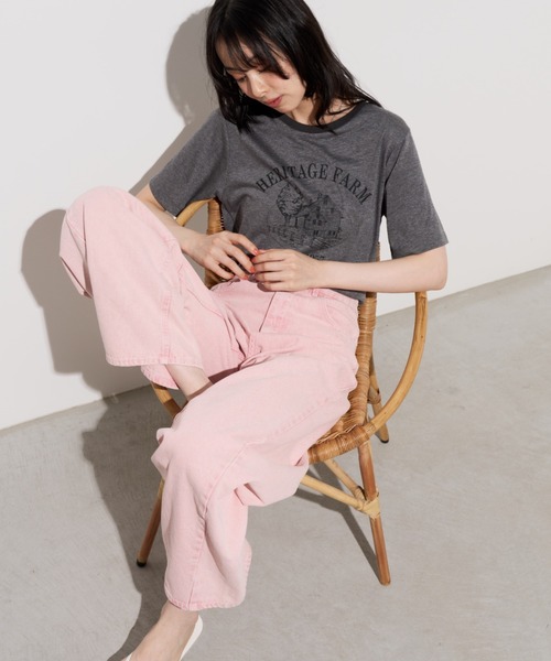 Unitage(ユニテージ)の「farmプリントリンガーTEE(Tシャツ/カットソー・レディース・オレンジ/サックスブルー/ブラック・FREE)」の14枚目の写真