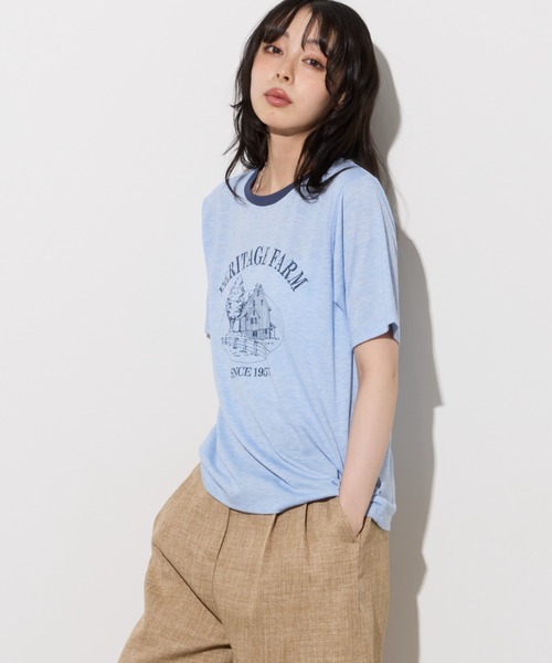 Unitage(ユニテージ)の「farmプリントリンガーTEE(Tシャツ/カットソー・レディース・オレンジ/サックスブルー/ブラック・FREE)」の21枚目の写真