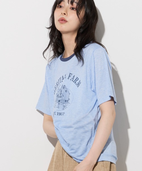 Unitage(ユニテージ)の「farmプリントリンガーTEE(Tシャツ/カットソー・レディース・オレンジ/サックスブルー/ブラック・FREE)」の19枚目の写真