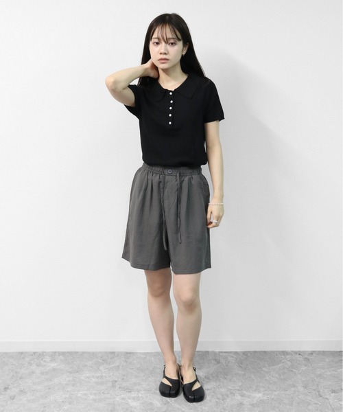 THE CELL.(ザセルドット)の「リネンブレンド ハーフパンツ LINEN BLEND HALF PANTS(その他パンツ・レディース・ブラウン/グレー・FREE)」の3枚目の写真