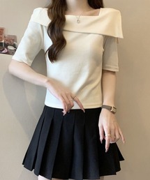 アシンメトリーオフショルトップス / ワンショル風 カットソー