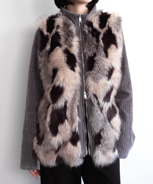 sahara（サハラ）の「【26AW PRE ORDER】Mix Fur Zip Jacket（その他アウター・レディース・グレー/ブラック/ベージュ・FREE）」の3枚目の写真