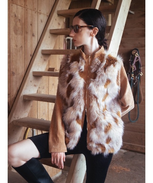 sahara（サハラ）の「【26AW PRE ORDER】Mix Fur Zip Jacket（その他アウター・レディース・グレー/ブラック/ベージュ・FREE）」の16枚目の写真