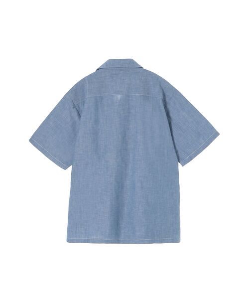 HYSTERIC GLAMOUR(ヒステリックグラマー)の「SEE NO EVILワッペン オープンカラーシャツ(シャツ/ブラウス・メンズ・ブルー/ブラック・MEDIUM/SMALL/X-LARGE/LARGE)」の3枚目の写真