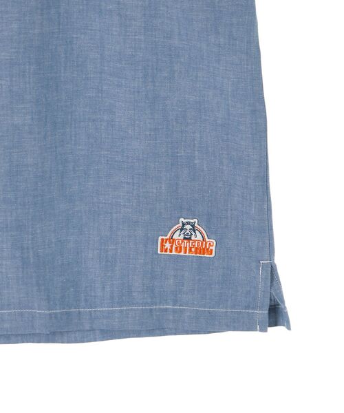 HYSTERIC GLAMOUR(ヒステリックグラマー)の「SEE NO EVILワッペン オープンカラーシャツ(シャツ/ブラウス・メンズ・ブルー/ブラック・MEDIUM/SMALL/X-LARGE/LARGE)」の4枚目の写真