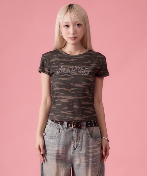 mindseeker girls(マインドシーカーガールズ)の「Chicano Logo Camo Mini T-shirt / チカーノロゴカモフラージュミニTシャツ(Tシャツ/カットソー・レディース・カモフラージュ・FREE)」の2枚目の写真