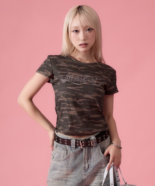 mindseeker girls(マインドシーカーガールズ)の「Chicano Logo Camo Mini T-shirt / チカーノロゴカモフラージュミニTシャツ(Tシャツ/カットソー・レディース・カモフラージュ・FREE)」の3枚目の写真