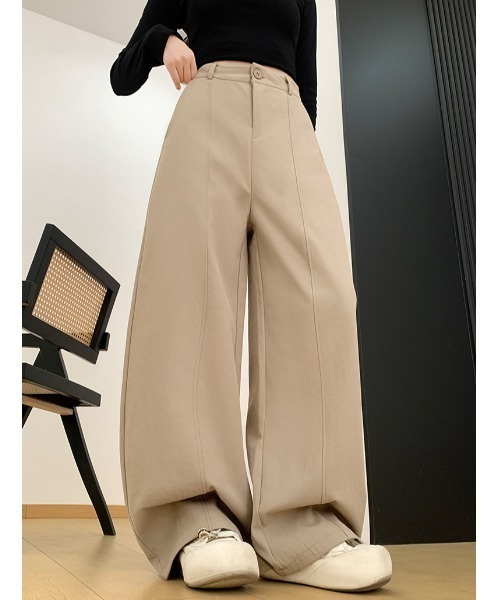 Mela(メラ)の「バルーンシルエットワイドパンツ(スラックス・レディース・ベージュ/ホワイト系/ブラック・S/M/L)」の1枚目の写真