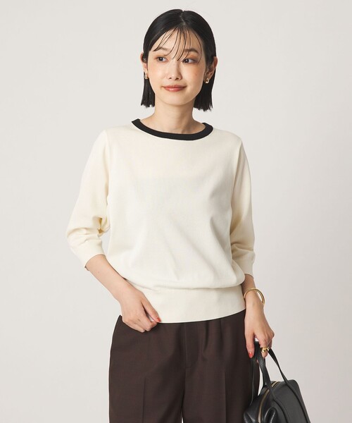 green label relaxing(グリーンレーベルリラクシング)の「フォルム スリーブ プルオーバー ニット(ニット/セーター・レディース・ベージュ/ホワイト/ピンク/ブラック・FREE)」の1枚目の写真