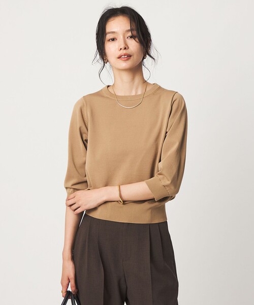 green label relaxing(グリーンレーベルリラクシング)の「フォルム スリーブ プルオーバー ニット(ニット/セーター・レディース・ベージュ/ホワイト/ピンク/ブラック・FREE)」の5枚目の写真