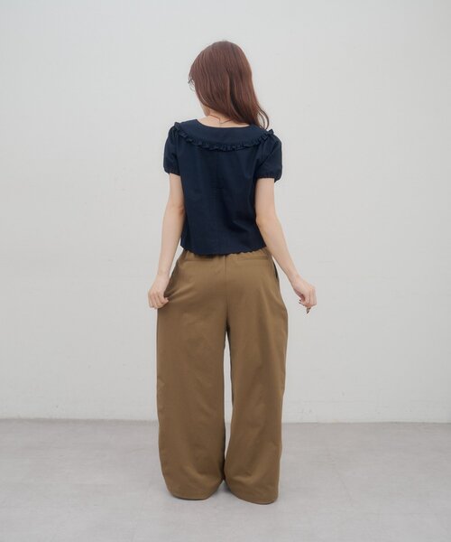 DISCOAT(ディスコート)の「【umm.】胸ギャザーフリル半袖ブラウス(シャツ/ブラウス・レディース・ネイビー/オフホワイト・FREE)」の21枚目の写真