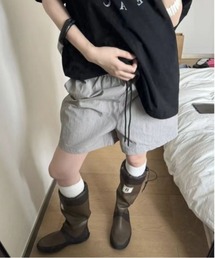 ウエストナイロン風カジュアルショートパンツ/ハーフパンツ