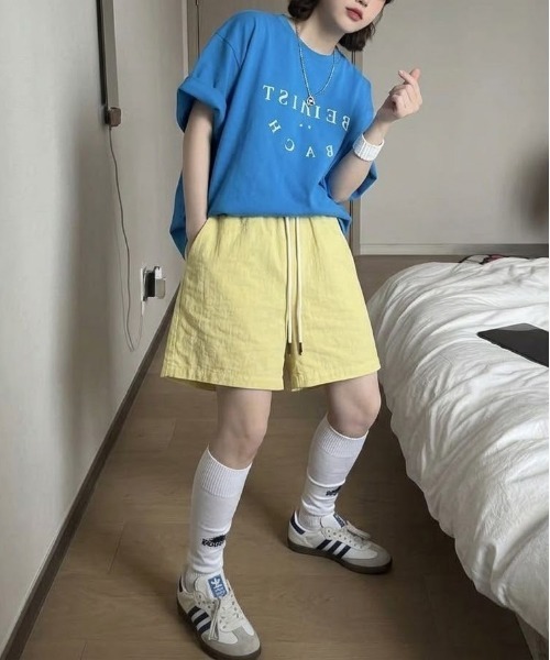 WEGO(ウィゴー)の「ウエストナイロン風カジュアルショートパンツ/ハーフパンツ(その他パンツ・レディース・イエロー/ブルー/ブラック/グレー・MEDIUM/LARGE)」の8枚目の写真