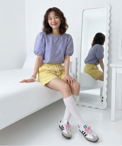 WEGO(ウィゴー)の「ウエストナイロン風カジュアルショートパンツ/ハーフパンツ(その他パンツ・レディース・イエロー/ブルー/ブラック/グレー・MEDIUM/LARGE)」の22枚目の写真