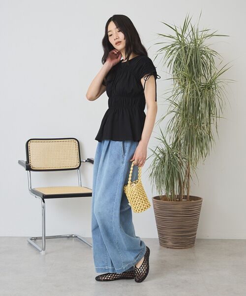 AMERICAN HOLIC(アメリカンホリック)の「【接触冷感】シャーリングショルダーリボンプルオーバー(Tシャツ/カットソー・レディース・ライトピンク/オフホワイト/ブラック・M/L)」の21枚目の写真