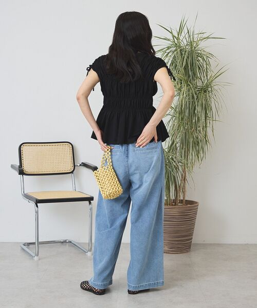 AMERICAN HOLIC(アメリカンホリック)の「【接触冷感】シャーリングショルダーリボンプルオーバー(Tシャツ/カットソー・レディース・ライトピンク/オフホワイト/ブラック・M/L)」の22枚目の写真