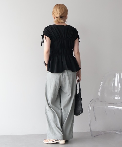 AMERICAN HOLIC(アメリカンホリック)の「【接触冷感】シャーリングショルダーリボンプルオーバー(Tシャツ/カットソー・レディース・ライトピンク/オフホワイト/ブラック・M/L)」の17枚目の写真