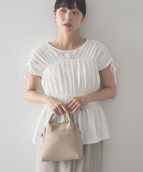 AMERICAN HOLIC(アメリカンホリック)の「【接触冷感】シャーリングショルダーリボンプルオーバー(Tシャツ/カットソー・レディース・ライトピンク/オフホワイト/ブラック・M/L)」の15枚目の写真