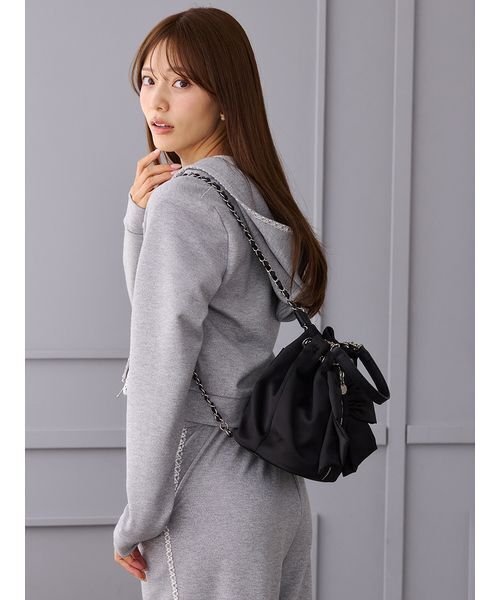 CELFORD（セルフォード）の「リボンディテールミニリュックサック（バックパック/リュック・レディース・ブラック/ライトグレー・F）」の4枚目の写真
