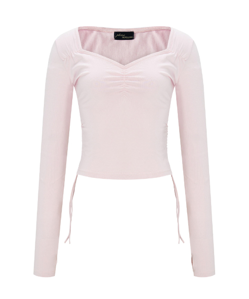 PLEASENOFOLLOW（プリーズノーフォロー）の「Mov Shirring Long Sleeve Top (Baby Pink)（Tシャツ/カットソー・レディース・その他・FREE）」の2枚目の写真