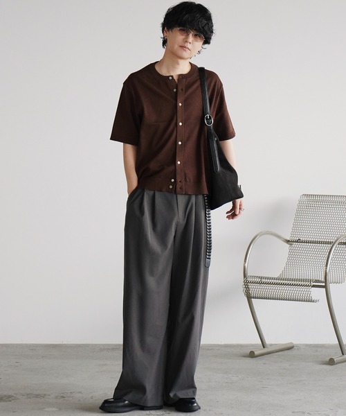 WYM LIDNM（ウィム バイ リドム）の「T/C CREW HALF SLEEVE  CARDIGAN（カーディガン/ボレロ・メンズ・グレー/チャコール/ライトグレー/ブラウン・S/M/L）」の17枚目の写真
