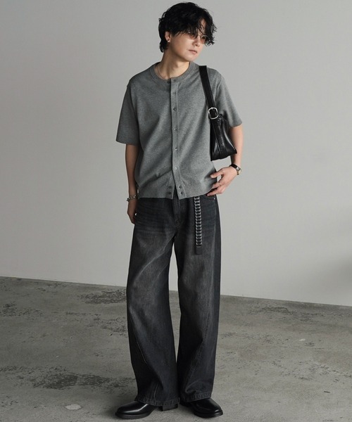 WYM LIDNM（ウィム バイ リドム）の「T/C CREW HALF SLEEVE  CARDIGAN（カーディガン/ボレロ・メンズ・グレー/チャコール/ライトグレー/ブラウン・S/M/L）」の11枚目の写真