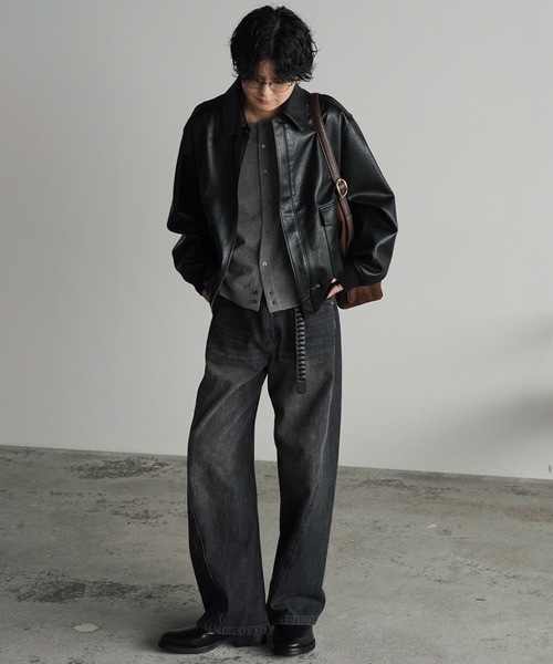 WYM LIDNM（ウィム バイ リドム）の「T/C CREW HALF SLEEVE  CARDIGAN（カーディガン/ボレロ・メンズ・グレー/チャコール/ライトグレー/ブラウン・S/M/L）」の8枚目の写真