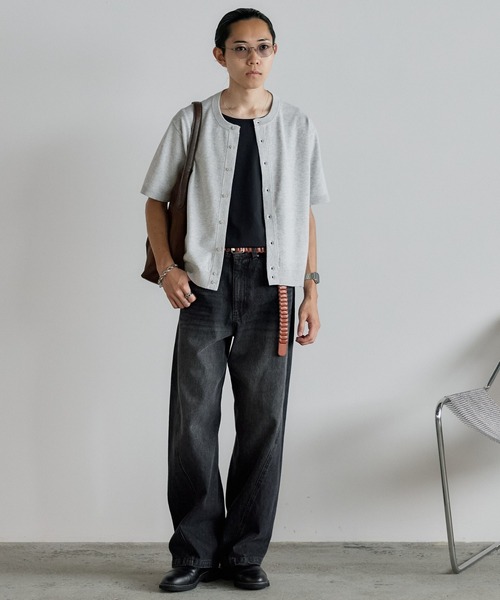 WYM LIDNM（ウィム バイ リドム）の「T/C CREW HALF SLEEVE  CARDIGAN（カーディガン/ボレロ・メンズ・グレー/チャコール/ライトグレー/ブラウン・S/M/L）」の22枚目の写真
