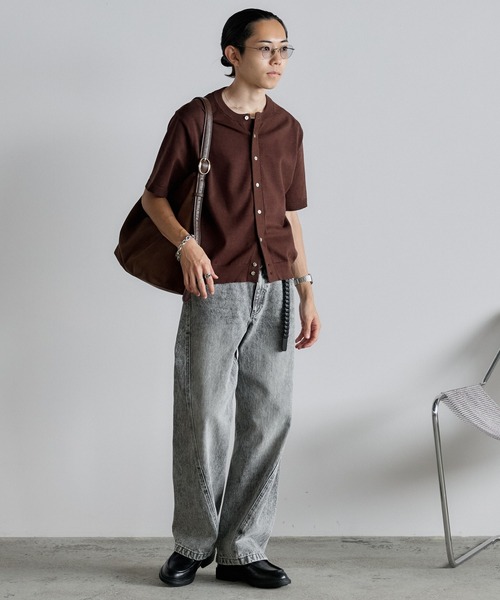 WYM LIDNM（ウィム バイ リドム）の「T/C CREW HALF SLEEVE  CARDIGAN（カーディガン/ボレロ・メンズ・グレー/チャコール/ライトグレー/ブラウン・S/M/L）」の18枚目の写真