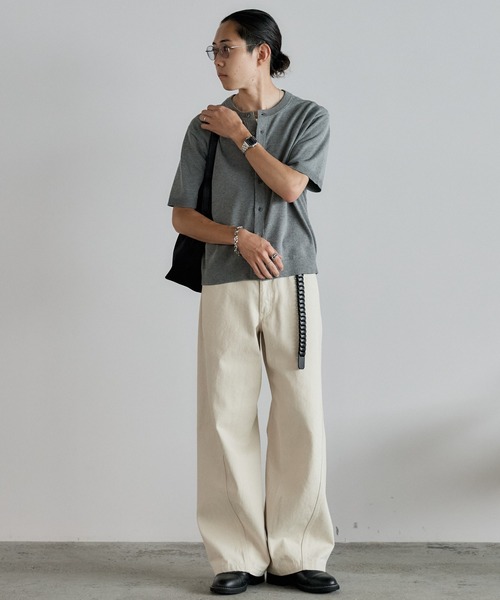 WYM LIDNM（ウィム バイ リドム）の「T/C CREW HALF SLEEVE  CARDIGAN（カーディガン/ボレロ・メンズ・グレー/チャコール/ライトグレー/ブラウン・S/M/L）」の14枚目の写真