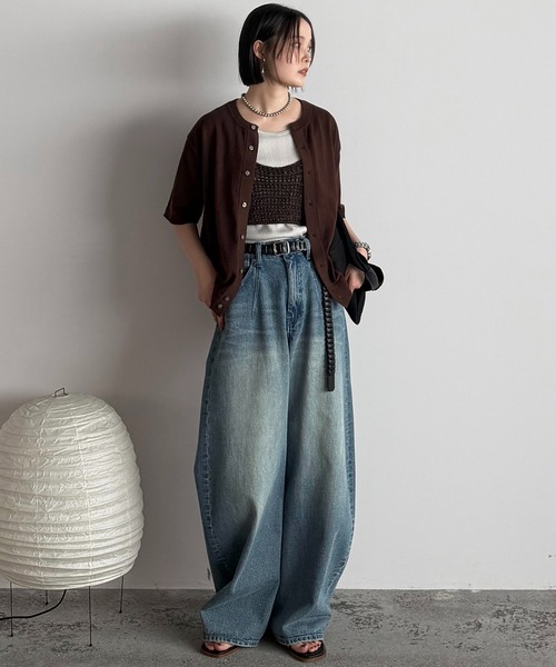 WYM LIDNM（ウィム バイ リドム）の「T/C CREW HALF SLEEVE  CARDIGAN（カーディガン/ボレロ・メンズ・グレー/チャコール/ライトグレー/ブラウン・S/M/L）」の19枚目の写真