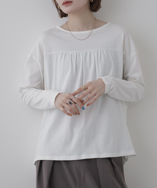 FUNALIVE(ファンアライブ)の「バックダブル長袖Tシャツ(Tシャツ/カットソー・レディース・ホワイト/ブラック・M~L/LL~3L/4L~5L)」の2枚目の写真
