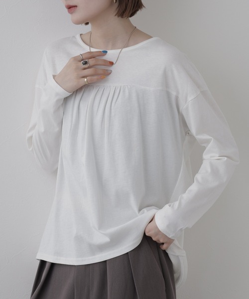 FUNALIVE(ファンアライブ)の「バックダブル長袖Tシャツ(Tシャツ/カットソー・レディース・ホワイト/ブラック・M~L/LL~3L/4L~5L)」の3枚目の写真