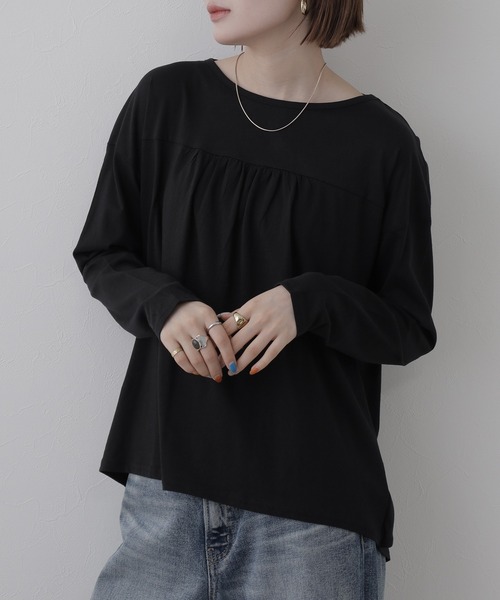 FUNALIVE(ファンアライブ)の「バックダブル長袖Tシャツ(Tシャツ/カットソー・レディース・ホワイト/ブラック・M~L/LL~3L/4L~5L)」の9枚目の写真