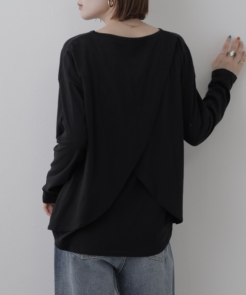 FUNALIVE(ファンアライブ)の「バックダブル長袖Tシャツ(Tシャツ/カットソー・レディース・ホワイト/ブラック・M~L/LL~3L/4L~5L)」の11枚目の写真