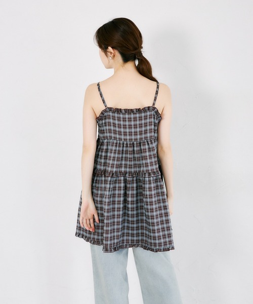 tocco closet(トッコ クローゼット)の「リボン付きティアードフリルチュニック(キャミソール・レディース・ブラック/ブラウン・M)」の15枚目の写真