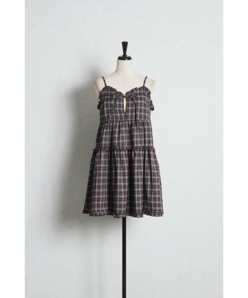 tocco closet(トッコ クローゼット)の「リボン付きティアードフリルチュニック(キャミソール・レディース・ブラック/ブラウン・M)」の19枚目の写真