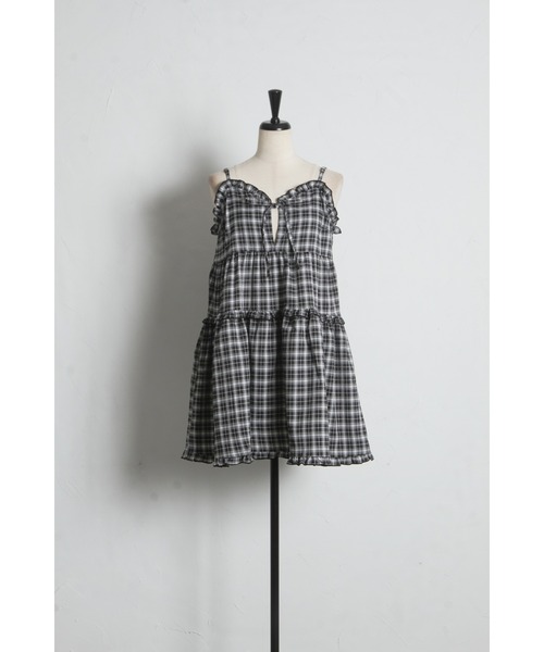 tocco closet(トッコ クローゼット)の「リボン付きティアードフリルチュニック(キャミソール・レディース・ブラック/ブラウン・M)」の20枚目の写真