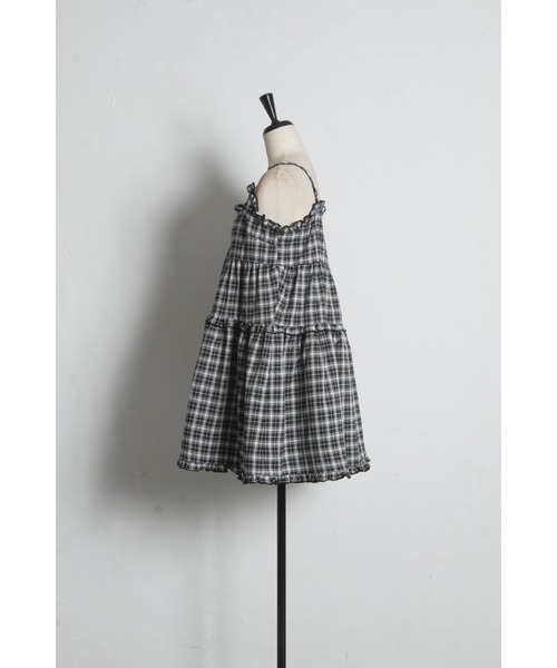 tocco closet(トッコ クローゼット)の「リボン付きティアードフリルチュニック(キャミソール・レディース・ブラック/ブラウン・M)」の9枚目の写真