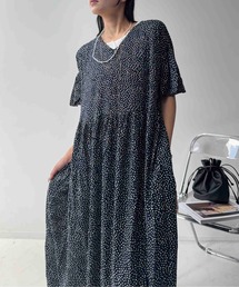 ☆袖フレア ゆったりギャザーワンピ―ス